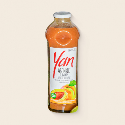 Абрикосово-яблочный сок прямого холодного отжима YAN 930мл