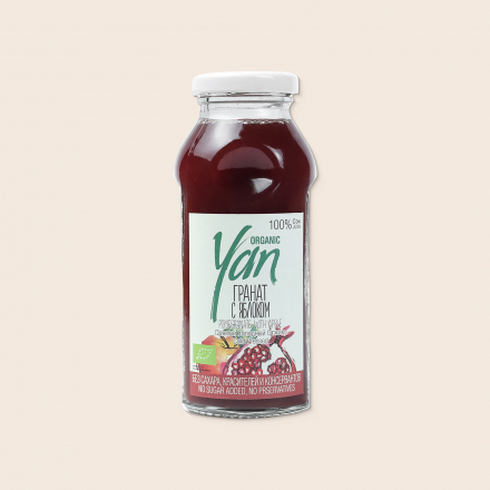 Гранатово-яблочный сок органик прямого холодного отжима YAN ORGANIC 250мл